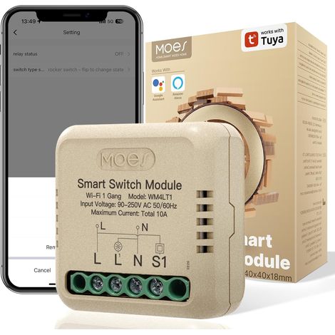 Interrupteur WiFi encastré, mini module de relais d'interrupteur intelligent, compatible avec Smart Life Tuya, et, conducteur neutre nécessaire 1 Voie (1/5)