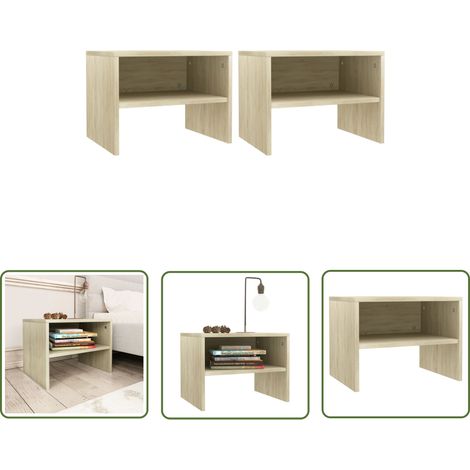 The Living Store Tables de chevet 2 pcs Chêne sonoma 40x30x30 cm Bois ingénierie - Table De Chevet - Meuble De Chambre - Table Nuit - Commode - Rangement (1/5)