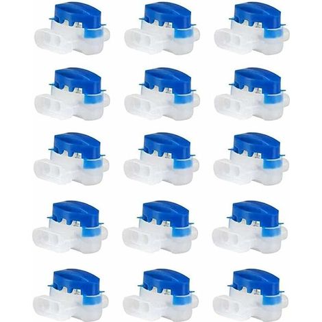 Lot de 15 connecteurs de fil étanches 3 trous sertis connecteurs de fil électrique connecteurs de tondeuse à gazon remplis de gel, 314 connecteurs de fil parfaits pour le jardin et l'extérieur (bleu)