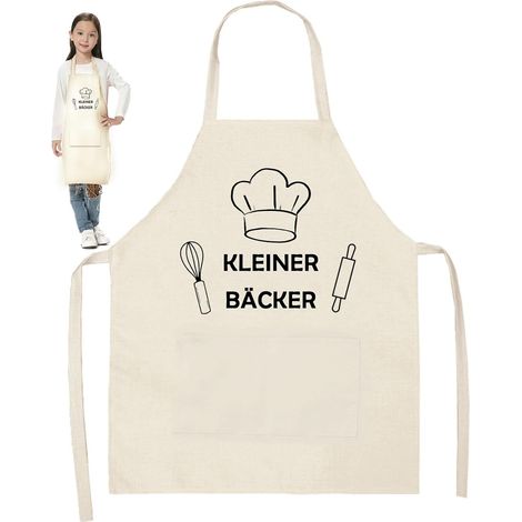 Tablier de cuisine pour enfant, en coton et lin, 1 pièce, pour garçons et filles, idéal pour la cuisine, la pâtisserie, la peinture (1/5)