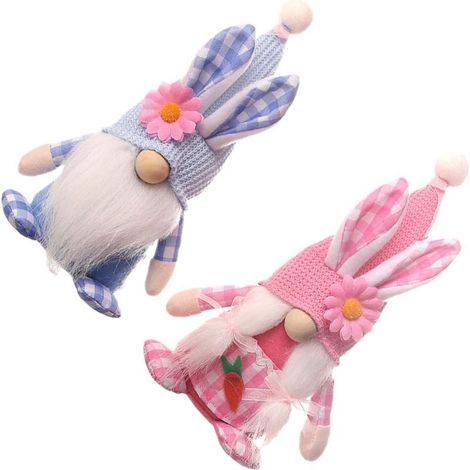 Ensemble de deux poupées naines de Pâques avec oreilles de lapin, ornement décoratif (1/5)