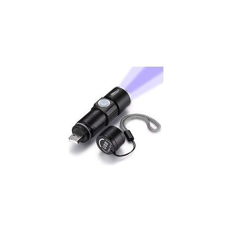 Lampe torche LX USB, lumière violette 395 nm, noire (1/5)