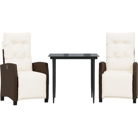 Maison Exclusive - Set da Pranzo da Giardino 3pz con Cuscini in Polyrattan Marrone