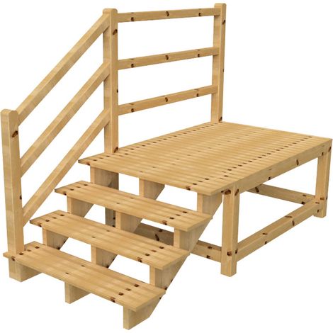 MILANO Außentreppe 4 Stufen H71 cm - Podest L189 x B120 cm - Treppengeländer links - Podestgeländer links