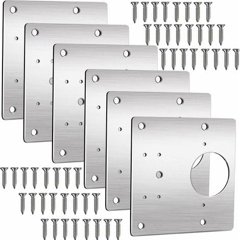 Placa de reparación de bisagras, kit de reparación de bisagras para ventanas, cajones y muebles, 9,9 cm, para bisagras de cocina y puertas de armario (6 unidades), Versalles (1/4)