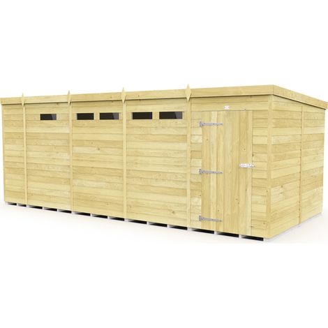 17 x 8 Feet Pent Security Shed - Single Door - Wood - L231 x W492 x H201 cm