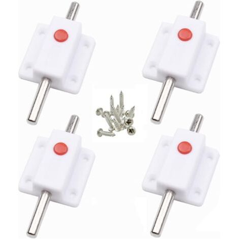4 pièces Serrure à boulon de porte, Loquet de sécurité à bouton à ressort automatique, Loquets de porte intérieurs et extérieurs pour placard, fenêtres, armoires, chambre, cuisine (Blanc)