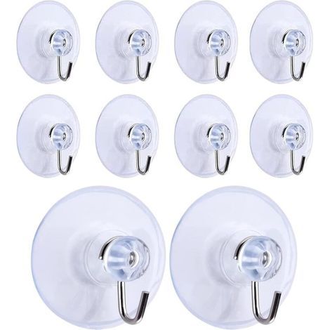 10 Pcs Suction Cup Hooks, Removable Transparent Suction Cup Wall Hooks Hangers for Bathroom Kitchen Shower Towel Wall Hooks Hangers Accessories (45mm) (1/5)