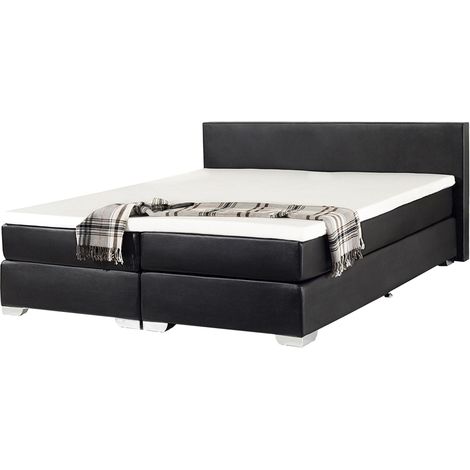 Boxspringbett Kunstleder PRESIDENT 180 x 200 cm Schwarz