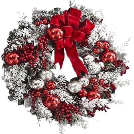 Couronne de Noël artificielle de 35cm, couronne de Noël extérieure pour porte d'entrée, décoration de joyeux Noël pour fête de Noël, ornements de porte, sans plumes, non électrique (1/5)