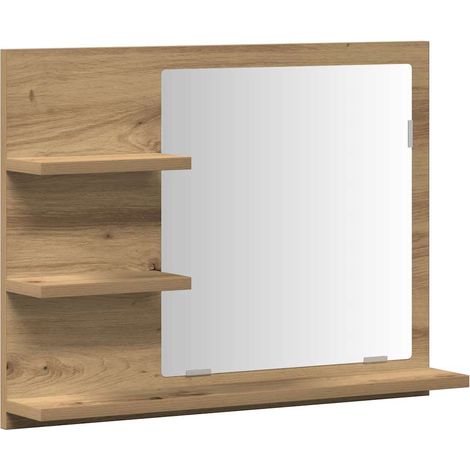 Maison Exclusive - Badspiegel mit Ablagen Artisan-Eiche 60x10,5x4