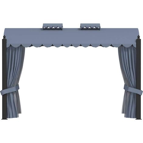 Tonnelle Barnum de Jardin, Pavillon, Pergola, Tente de jardin, avec rideaux 3x4 m Anthracite Acier OIB8587E (1/5)