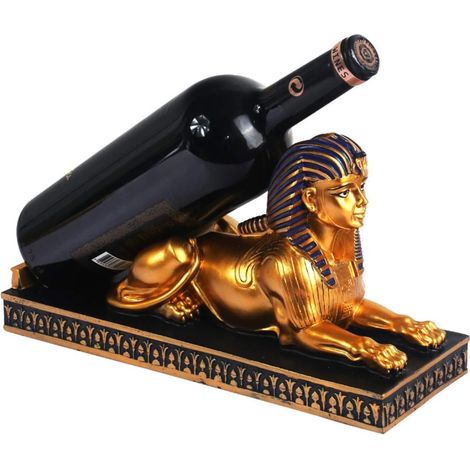 Porte-bouteilles égyptien Sphinx/Bastet/Anubis en résine