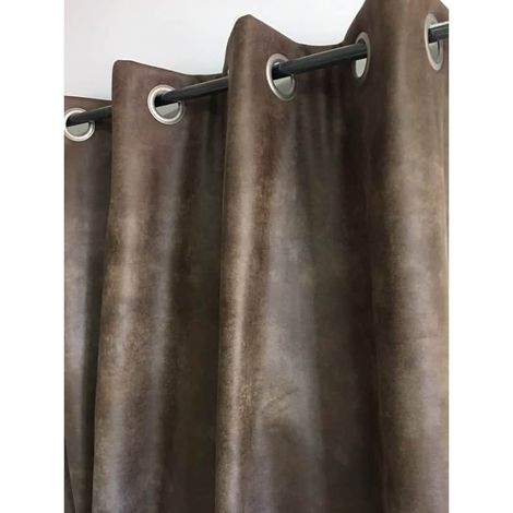 Rideau faux cuir usé chocolat 140x260cm – 50% polyester, 50% viscose – Entretien facile, nettoyage à sec recommandé – Linder (1/2)