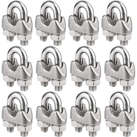 [NIEMALS VERWENDET] Packung mit 12 Edelstahl-Kabelbindern für Drahtseile mit 4 mm Durchmesser (M4)