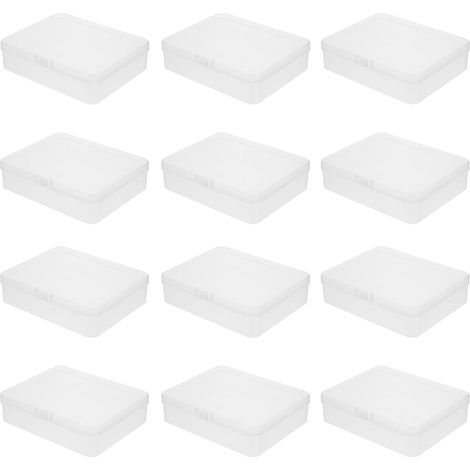 Boîte de rangement rectangulaire transparente en plastique, 12 pièces, avec couvercle, pour ranger (1/5)