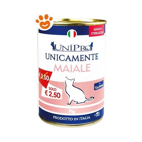 Unipro Cat Adult Unicamente Maiale - Lattina 400 Gr -