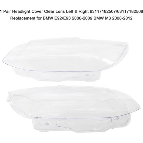 Eosnow 1 Paar Scheinwerferabdeckung, klare Linse, links und rechts, 63117182507/63117182508, Ersatz für BMW E92/E93 2006–2009, M3 2008–2012 (1/5)