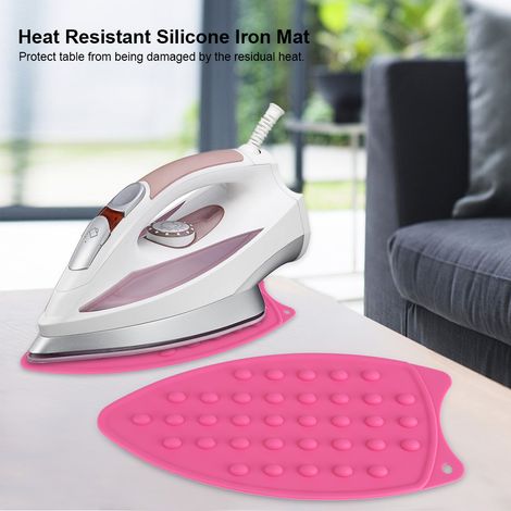 Tapis de repassage antidérapant en silicone résistant à la chaleur, protection et repos pour le repassage (rose rouge) (1/5)