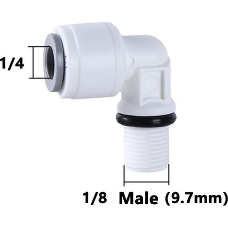 (1 à 10 pièces) Coude pour filtre à osmose inverse, filetage mâle/femelle 90°, tuyau POM 1/4" et 3/8", raccord rapide pour aquarium. (1/5)