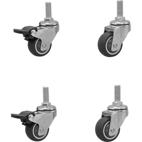 Lot de 4 roulettes Slip avec boulon, diamètre 50mm, Acier et Plastique, Gris Plastique (1/3)