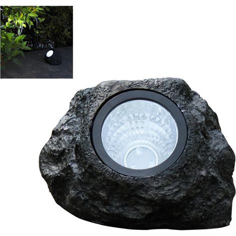 Lampe solaire LED étanche IP65 pour gazon extérieur, lampe pierre simulate résine 15x12x10cm, 3 LED blanches, 600MAH, 1 pièce (1/3)