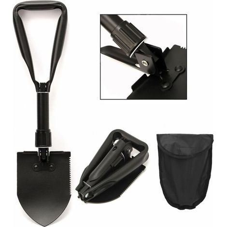 Multifonction Militaire Pelle Pioche Pliante en Métal, Mini Survie Outil pour Camping Randonnée Jardin Pelle-Chrom (1/5)