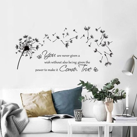 BEBUSINGOTO Pissenlit Stickers Muraux Citations Lettres Inspirantes Stickers Muraux Salon Chambre Décoration Murale