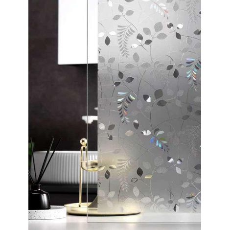 Film adhésif pour fenêtre motif mimosa 45x200cm, vitrophanie occultante 3D effet mat, protection UV, confidentialité (1/5)