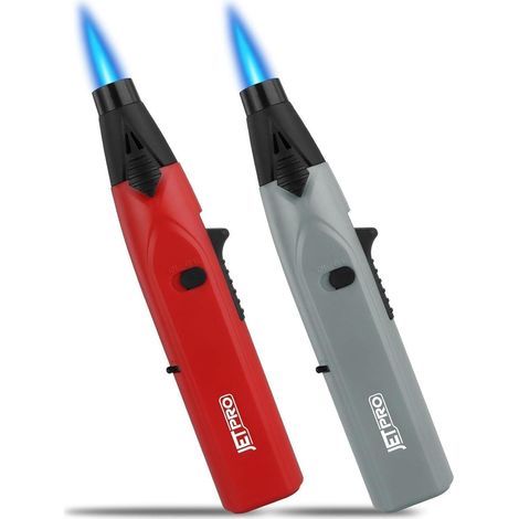 Briquet chalumeau cuisine rechargeable flamme réglable coupe-vent avec sécurité (1/5)