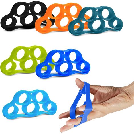 Lot de 6 élastiques d'étirement des doigts en silicone – Rééducation arthritique et renforcement des mains pour guitaristes (1/5)