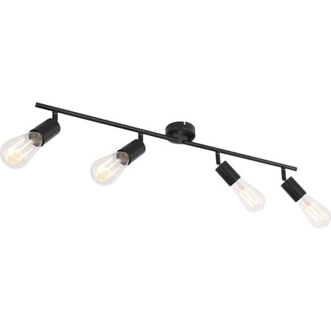 Plafonnier rampe 4 ampoules en métal design industriel MARTHA