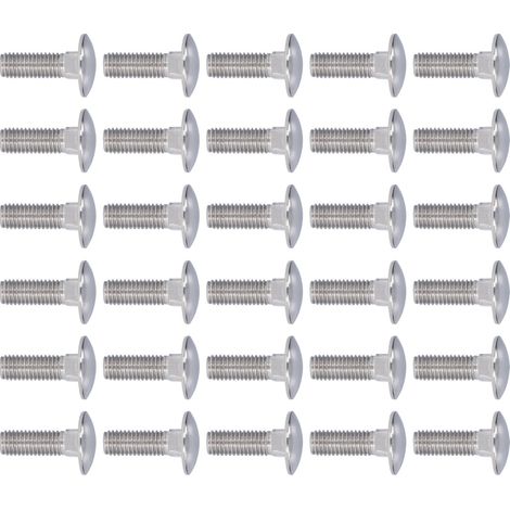 Lot de 30 vis à tête bombée M10x30, boulons carrés en inox A2-70, collet carré, pour machines et équipements industriels. (1/5)