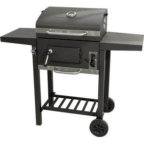 TrAdE Shop Traesio - Barbecue A Carbone Con Coperchio Termometro Integrato Vari Ripiani 2 Ruote Per Grigliate - (1/5)