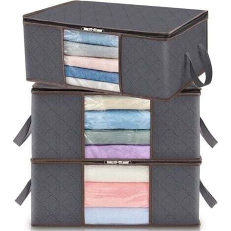 [NEVER USED] Foldable Under Bed Storage Box, Duvet Cover Storage Closet Organizer, Transparent Window in Sturdy Fabric for Clothes, Gray
