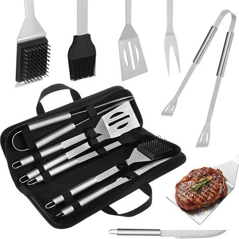 6-Piece Stainless Steel BBQ Tool Set with Case