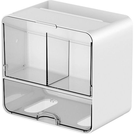 Scaffale porta cosmetici trasparente, mobiletto portaoggetti a più livelli con cassetti per tavolo da trucco, scaffale da appoggio, contenitore per oggetti di uso quotidiano. (1/5)