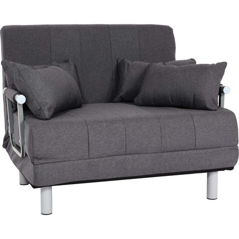 Schlafsessel HHG-631, Klappsessel Schlafsofa Gästebett Relaxsessel, Liegefläche 186x97cm Stoff (270g/m²) dunkelgrau