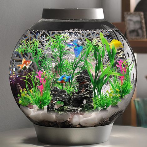 Décoration d'Aquarium Ensemble de Plantes Artificielles en Plastique et Rocher Décoratif pour Grand et Petit Aquarium Accessoires pour Poissons 9 Pièces
