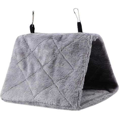 Cage Suspendue en Peluche pour Oiseaux de Tente, Tente de Cage Suspendue pour hamac en Peluche Douce pour Oiseaux Perroquet Hiver lit Chaud Jouet pour Animaux de Compagnie(M-Gris) (1/5)