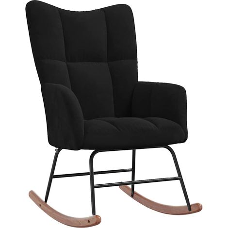 Maison Exclusive - Schaukelstuhl Schwarz Samt (1/5)