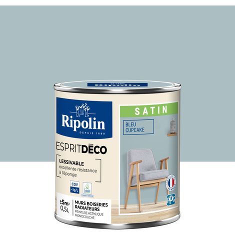 Peinture Murale Toutes Pièces - Satin - 0,5L - Bleu Cupcake - Ripolin (1/5)