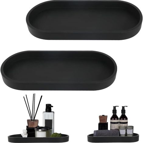 2 Pièces Plateau, Silicone, Rectangulaire, Noir, Pour Salle De Bain Et Cuisine (1/5)