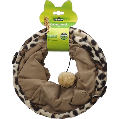Dehner Tunnel per Gatti Leo, Ø 25 cm, Lunghezza 50 cm, Poliestere/Metallo, Marrone (1/5)