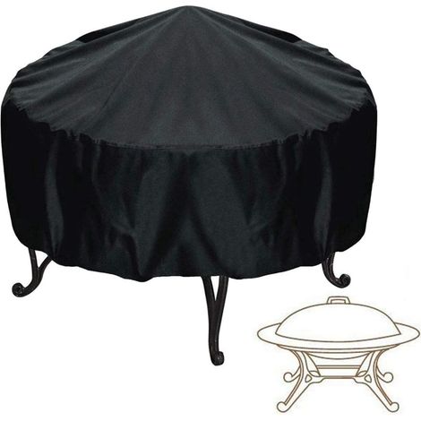 Housse Barbecue, couverture de barbecue étanche et anti-poussière et anti-UV, Housse Barbecue de jardin extérieur, Housse Barbecue ronde , noir, 120x20cm