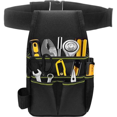 Werkzeuggürtel mit mehreren Fächern und verstellbarem Gurt, ideal für Handwerker, Elektriker und Gärtner Strapazierfähige Werkzeugtasche für schnellen Zugriff auf Werkzeuge – 18 x 14 x 6 cm
