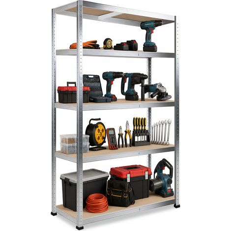 Brstheco Étagères de garage en métal 2 en 1,150x90x40cm, 1 pièce (1/5)