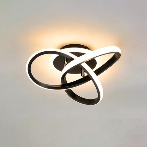 4760682 Plafonnier LED Moderne 3000K/4500K/6500K Lampe Plafond CRI≥80 Luminaire Plafonnier pour Salon, Chambre, Bureau, Cuisine et Couloir avec Fonction Mémoire Noir 25cm (1/5)