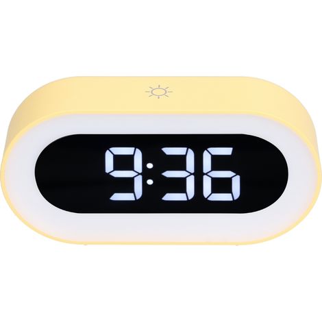 Réveil Lumineux LED avec Affichage Numérique, Fonction Mémoire et Calendrier Perpétuel - Modèle Jaune