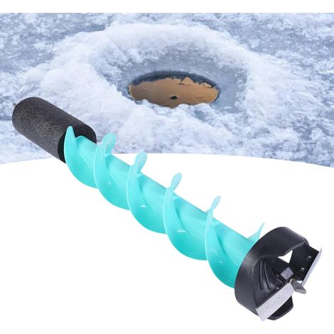 Tarière à glace de 12,7 cm (5 pouces) avec embout de localisation, foret électrique flottant en nylon pour eau profonde et épaisse couche de glace en hiver (bleu) (1/5)